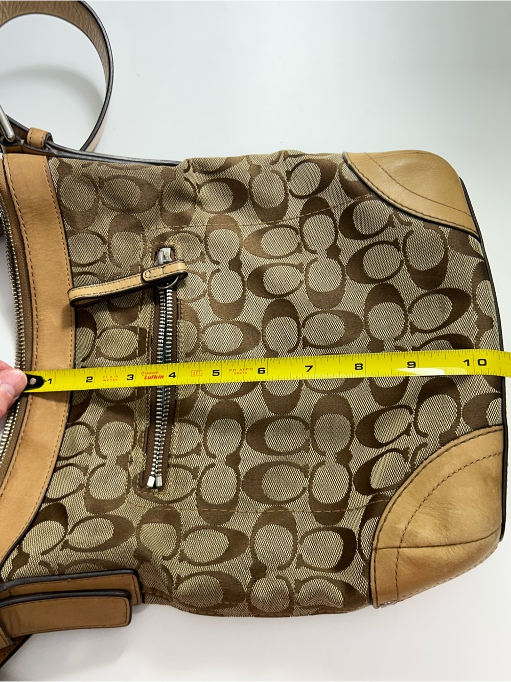 Coach Brown Signature Canvas Crossbody with Tan Leather Trim F12327 - Picture 10 of 15